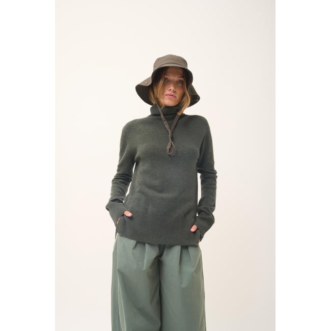 Pull Col Roulé Kaki Chiné Lexie kaki chiné <span itemprop=