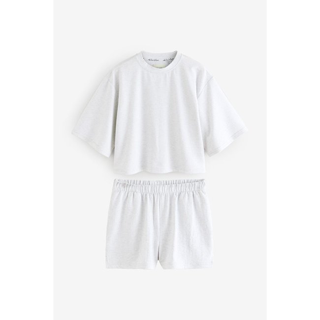 Ensemble pyjama short texturé gris <span itemprop=