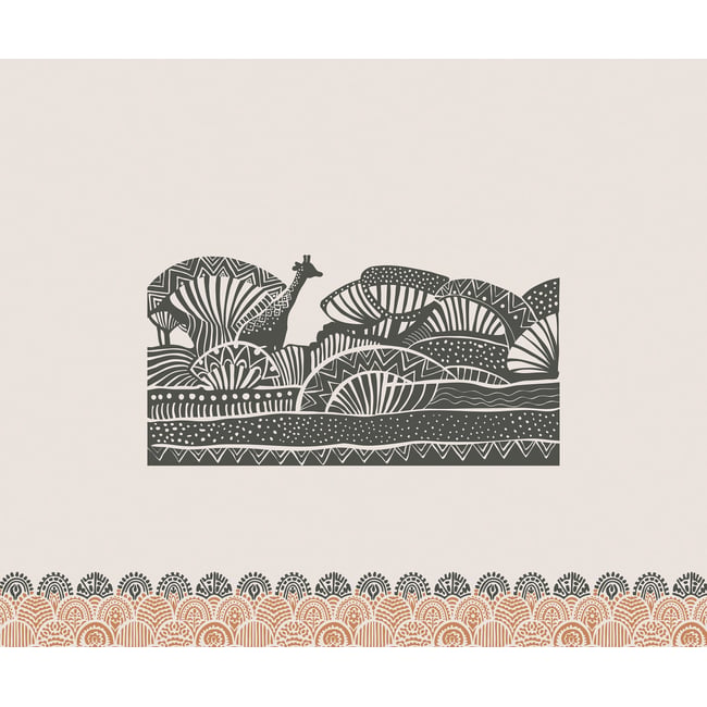 Papier peint panoramique Zarafah - ocre et noir, 336 x 280 cm - LE PAPIERS DE NINON