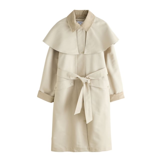 Trench-coat cape grège <span itemprop=