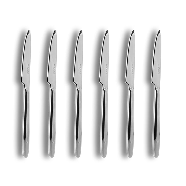 Lot de 6 couteaux à steak en acier inoxydable, ATHENA Couleur inox <span itemprop=