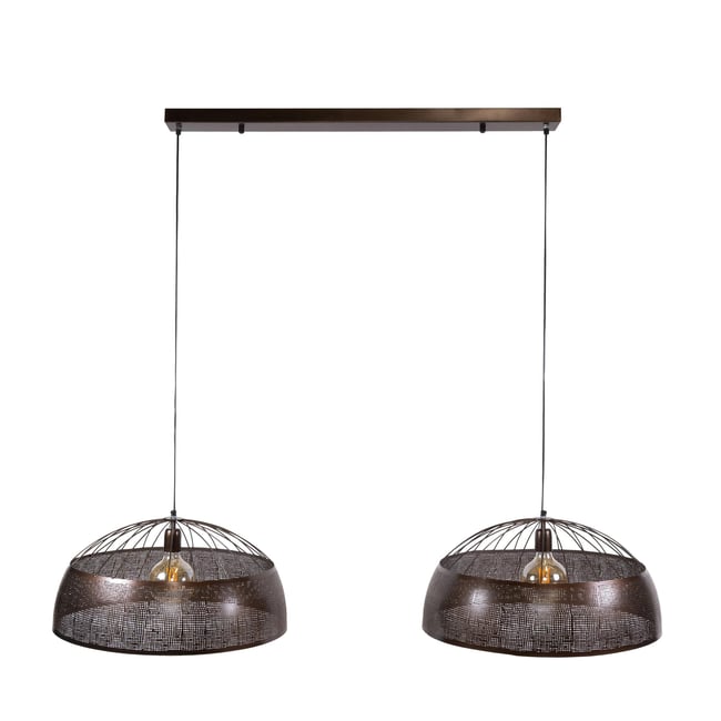 Suspension îlot cuisine vintage métal cuivré 2 lampes RALF Couleur cuivre <span itemprop=