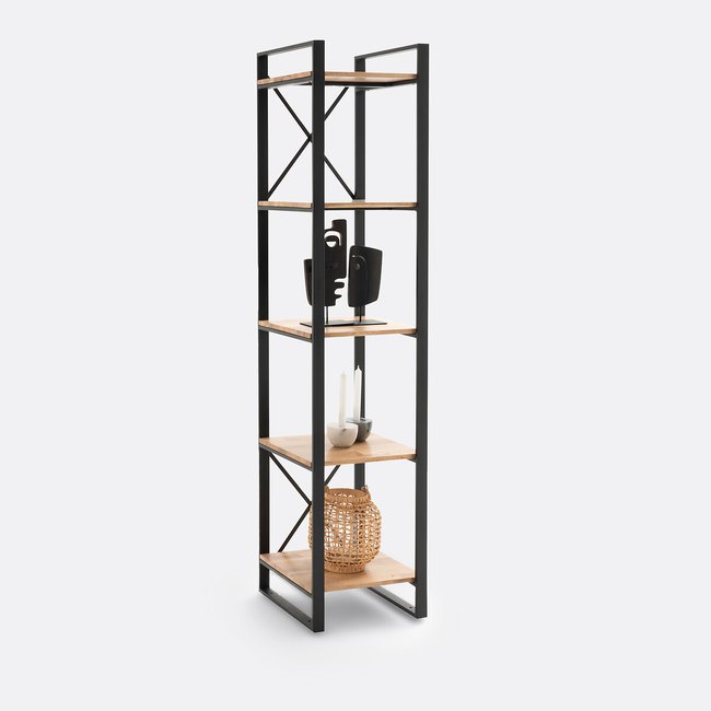 Hiba Large Solid Oak and Steel Shelving Unit, natural, LA REDOUTE INTERIEURS
