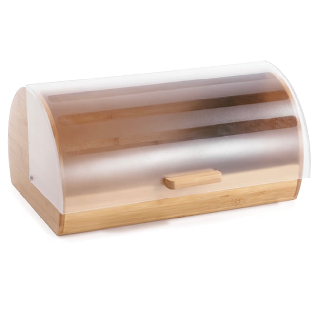 Boîte à pain bambou et plastique 38.5x25x18.5cm Couleur bois <span itemprop=
