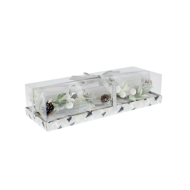 Set of 3 30cm Nordic Lights White Berry Candle Holders, white, SO'HOME