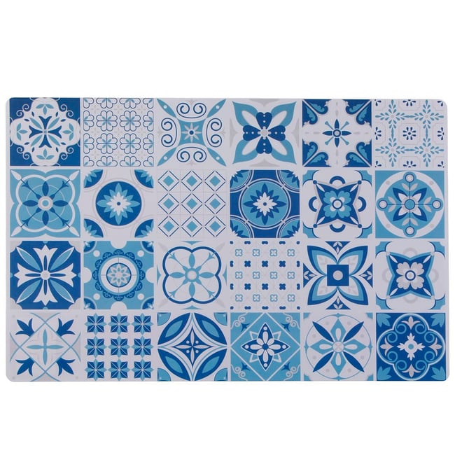 Set de table bleu et blanc carreaux de ciment 43.5x28cm bleu & blanc <span itemprop=