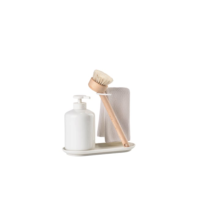 Set de vaisselle pompe brosse et lavette INU Couleur blanc cassé <span itemprop=