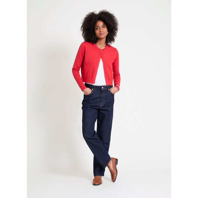 Gilet droit col rond à double attache MINA love <span itemprop=