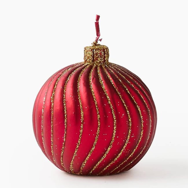 Bougie ronde striée, D6cm, en cire Couleur rouge <span itemprop=