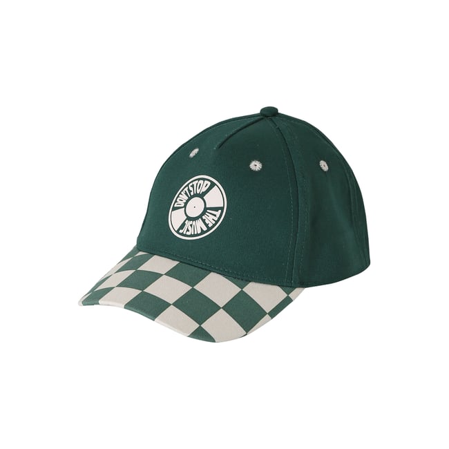 Casquette damiers vert d'eau <span itemprop=