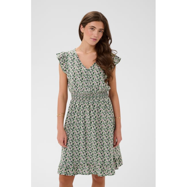Robe vert rose fleur <span itemprop=