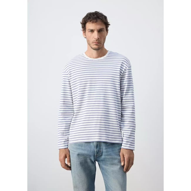 T-shirt 100 % coton rayures blanc <span itemprop=