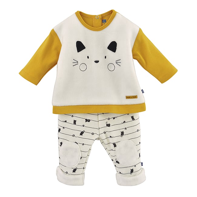 Ensemble tee shirt + pantalon dagobert beige <span itemprop=
