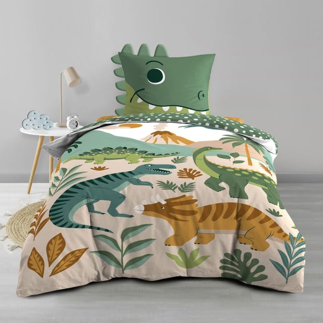 Housse de couette 140x200 + 1 taie KIDINO 100% coton color <span itemprop=