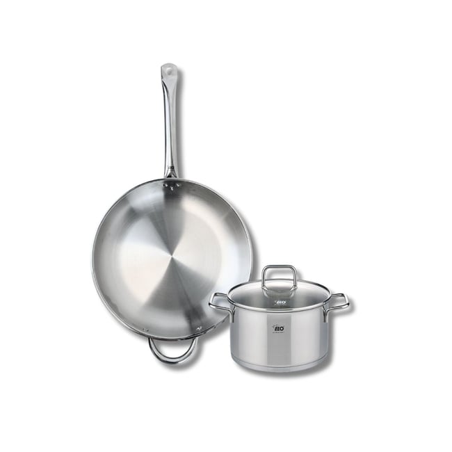 Batterie de cuisine 1 poêle 32cm + 1 faitout 20cm PROFI CITRIN gris <span itemprop=
