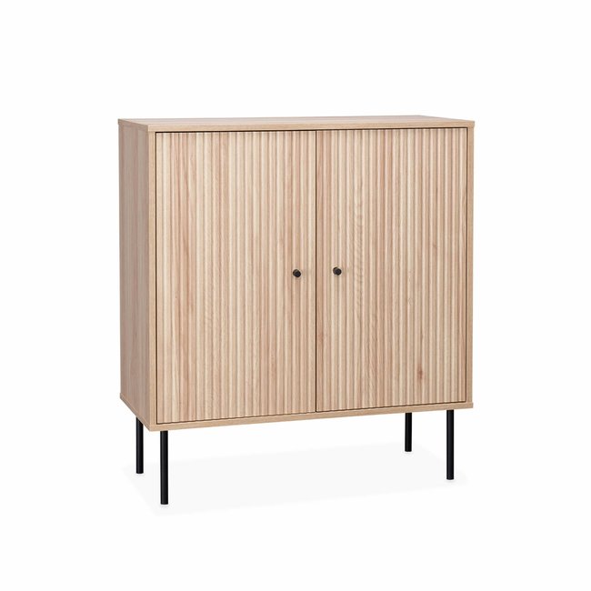 Buffet effet bois rainuré 2 portes 83,5cm BRAGA Couleur naturel <span itemprop=