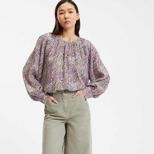 Blusa fluida stampata, oversize, girocollo fantasia multicolore LA REDOUTE COLLECTIONS