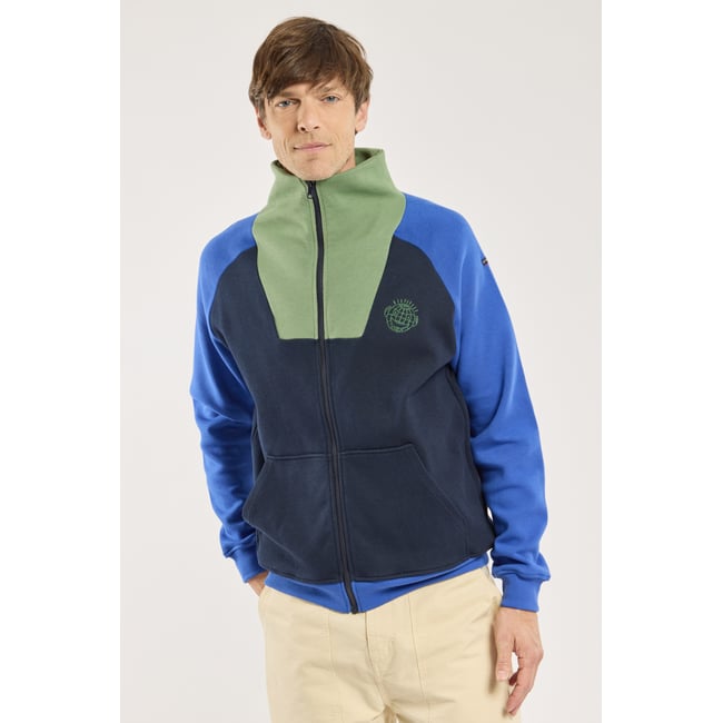 Sweat zippé en coton BDM marine deep/etoile/amazone <span itemprop=