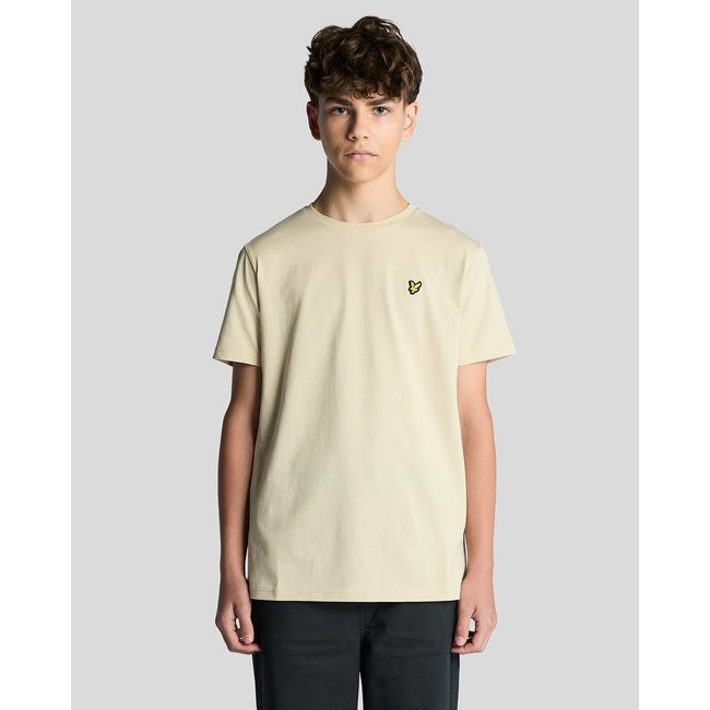 T-shirt en coton col rond beige blé <span itemprop=