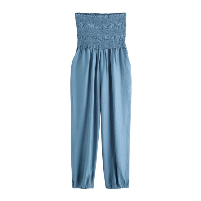 Combinaison bandeau smockée avec bouffant bleu <span itemprop=