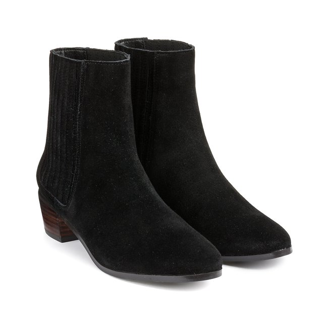 Boots santiag en cuir suédé noir <span itemprop=