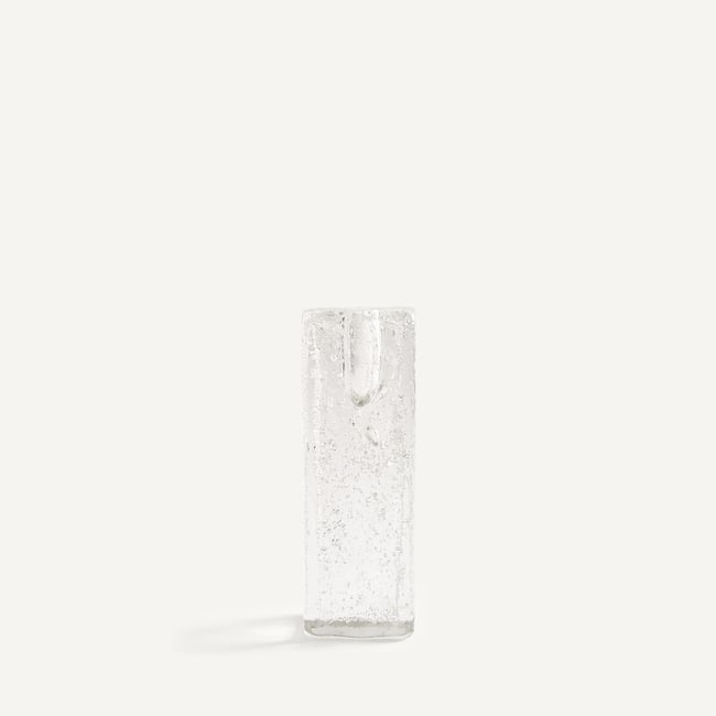Bougeoir en verre soufflé à la bouche, hauteur 18 cm, CASARE Couleur transparent <span itemprop=