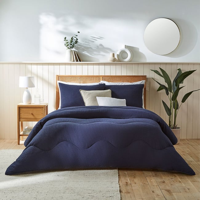 10.5 Tog Coverless Duvet Set Waffle, navy, NIGHT LARK