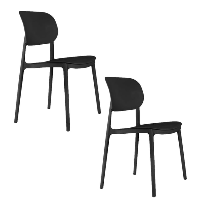 Lot de 2 chaises d'intérieur et extérieur design moderne CHEER Couleur noir <span itemprop=