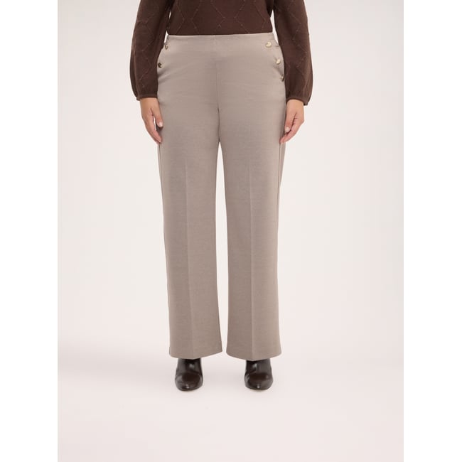 Pantalon à jambes larges beige <span itemprop=
