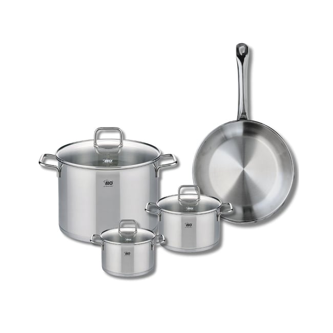 Batterie 1 poêle 28cm + 3 faitouts 14/16/26cm PROFI CITRIN inox <span itemprop=