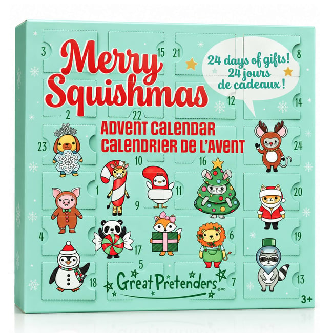 Calendrier de l'Avent Squishy 24 jouets antistress Merry Squishmas multicolore <span itemprop=