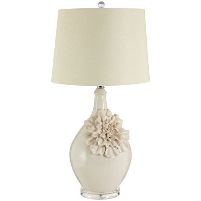 Off White Flower Blossom Ceramic Table Lamp, natural, ÉDITÉ