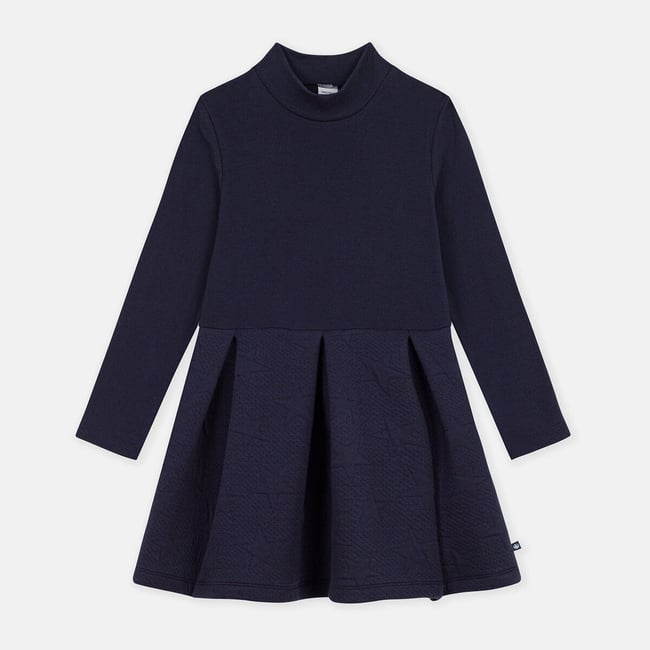 Robe manches longues, en coton bleu marine <span itemprop=