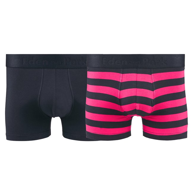 Lot de 2 boxers rayé rose + bleu marine <span itemprop=