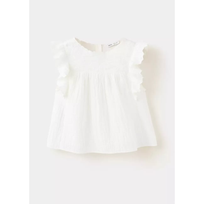 Blouse coton broderies blanc <span itemprop=