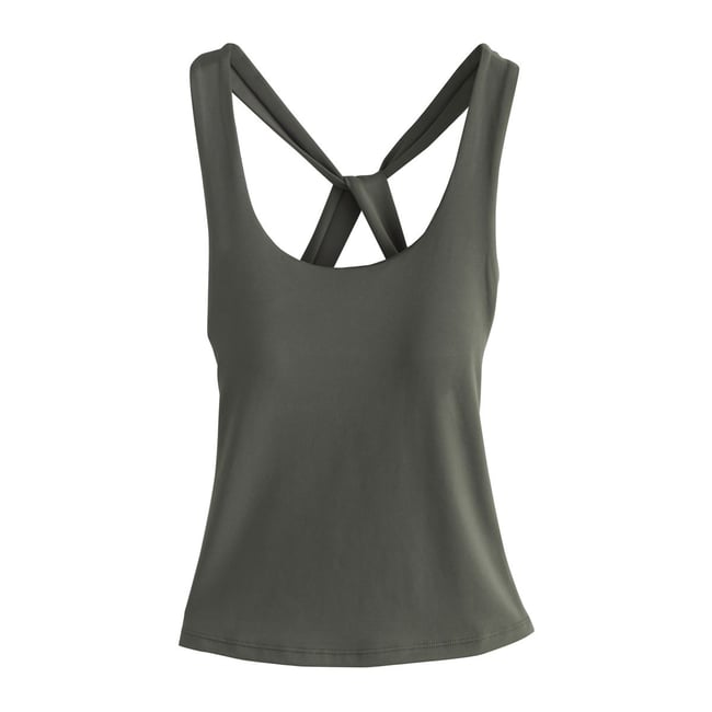 Débardeur à dos croisé active balance vert kaki <span itemprop=