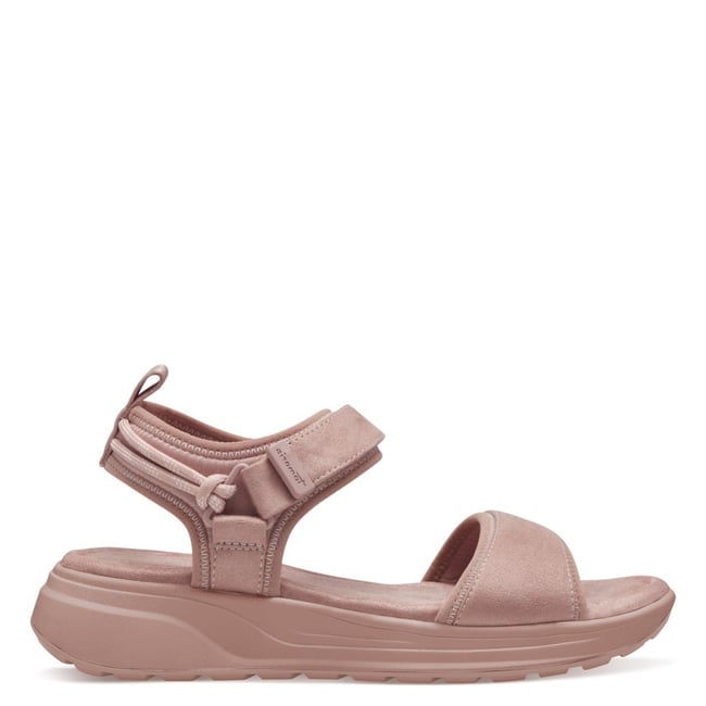 Sandale à talon plate rose <span itemprop=