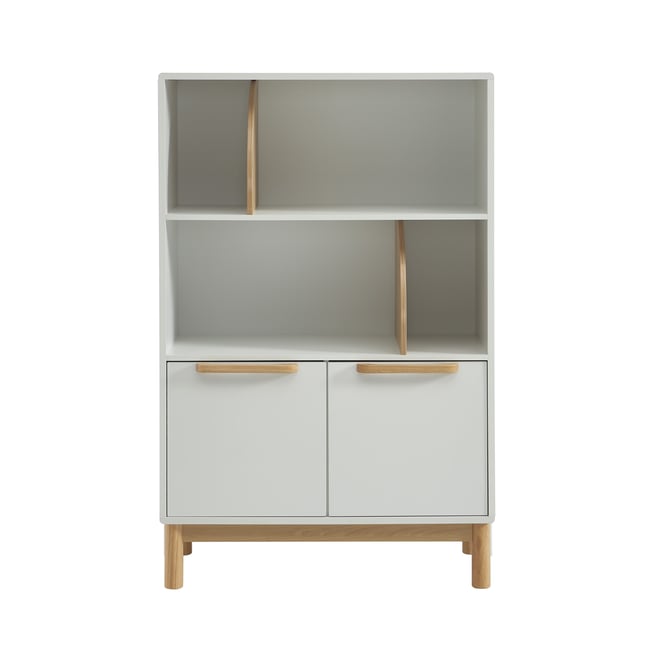 Bibliothèque enfant 2 portes  ROME Couleur blanc et bois clair <span itemprop=