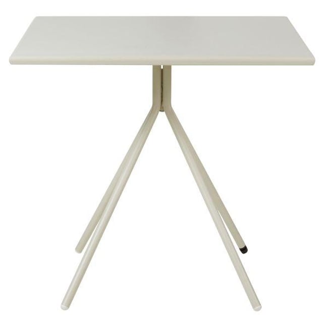 Table de jardin carrée 80cm pied central métal  OPUS Couleur beige <span itemprop=