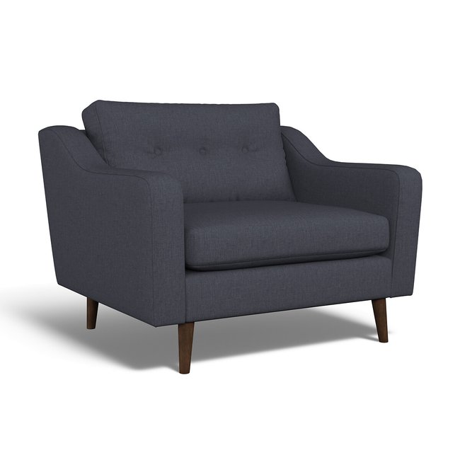 Rosa Curve Buttoned Soft Brushed Snuggle Chair with Dark Wood Legs - SO'HOME