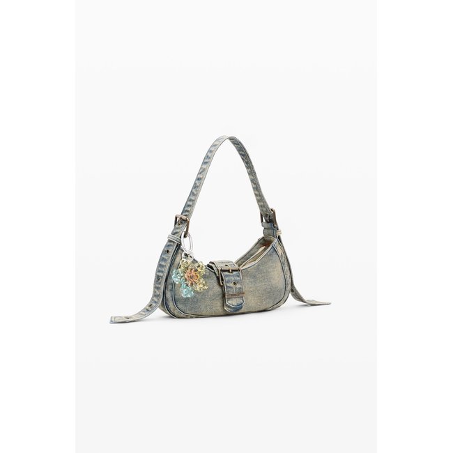Sac denim teint vert <span itemprop=
