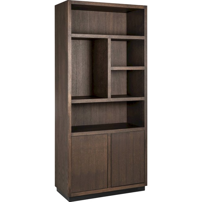 Bibliothèque 2 portes en bois Oakura Couleur chêne brun élégant et moderne <span itemprop=