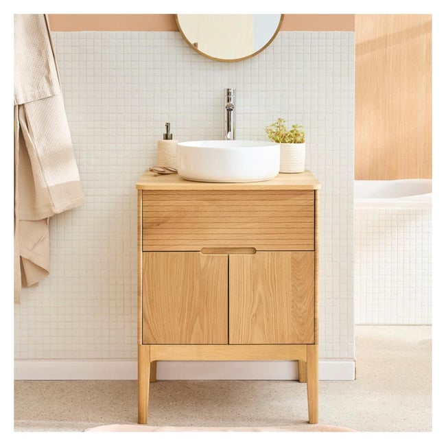Ensemble meuble simple vasque 60cm + vasque ALASKA Couleur v002237 <span itemprop=