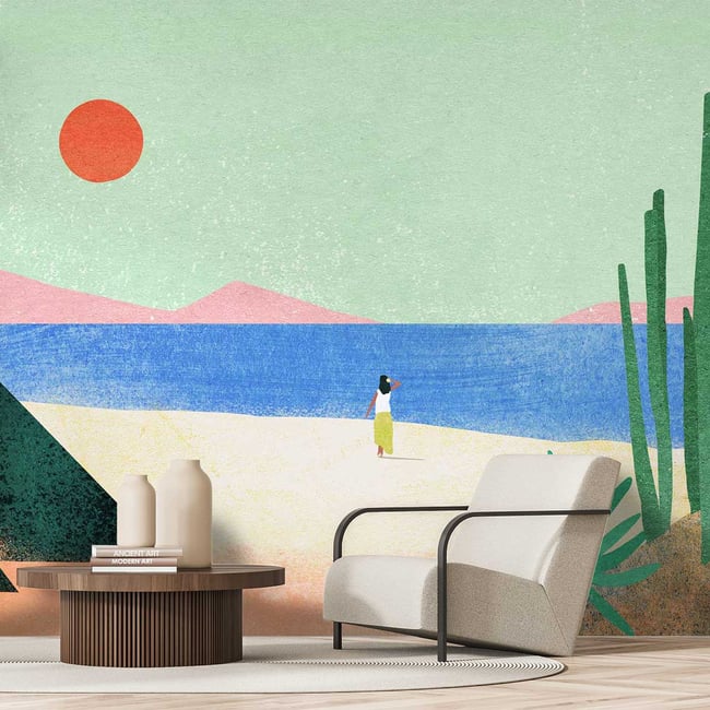 Papier peint esprit vahiné Couleur intissé <span itemprop=