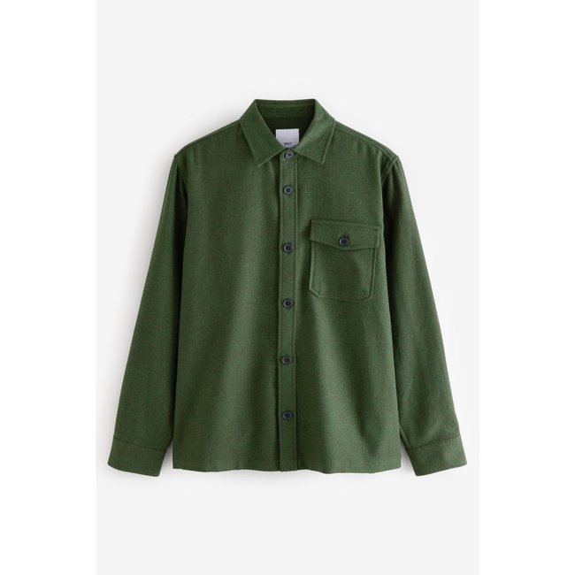 Veste-chemise manches longues vert foncé <span itemprop=