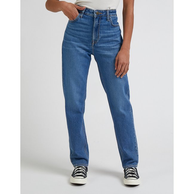 Vaquero recto Carol, talle alto worn iris <span itemprop=