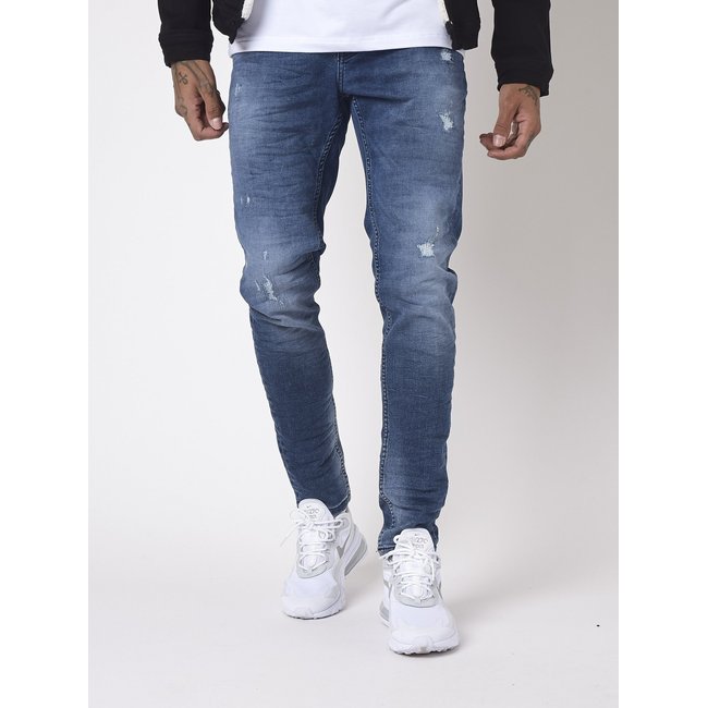Jean slim basic bleu effet gratté bleu <span itemprop=
