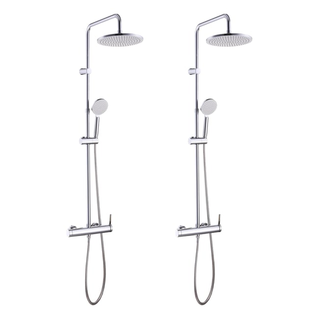 Lot de 2 colonnes de douche avec mitigeur, ESSENTIAL chrome <span itemprop=