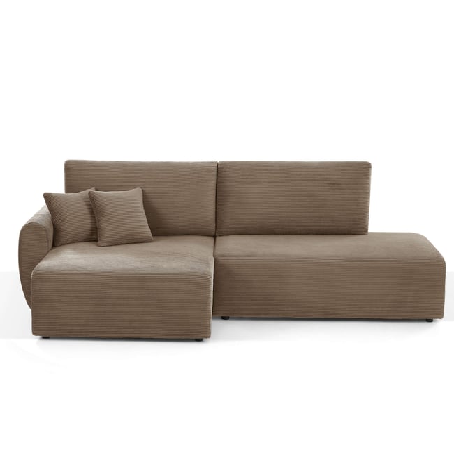 Canapé d'angle gauche convertible  DANILO Couleur taupe <span itemprop=