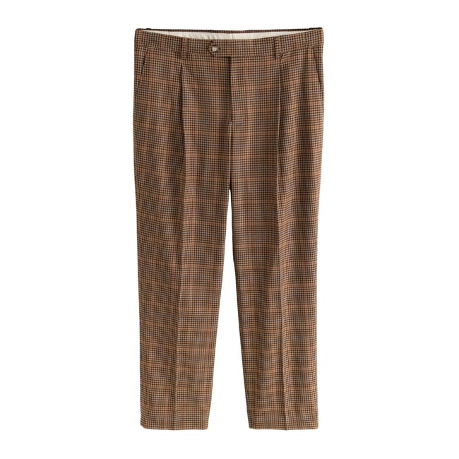 Pantalon de costume ajusté à carreaux marron <span itemprop=